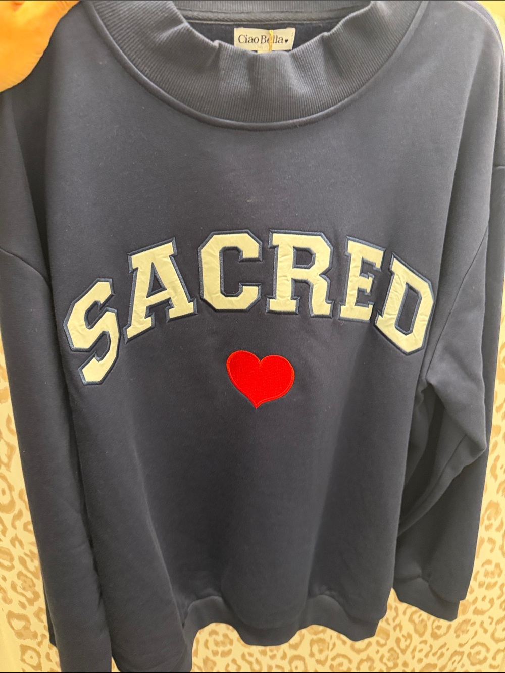 New with tags Sacred Heart Navy Mockneck with Red Heart
